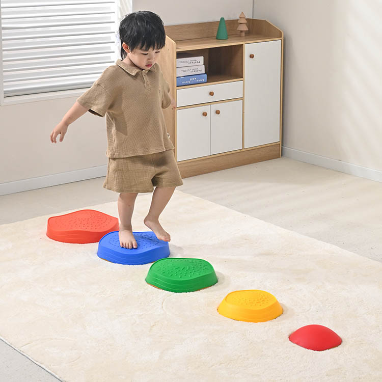 儿童感统训练彩虹波浪平衡步道石 | 幼儿园早教中心室内防滑波浪过河石教玩具